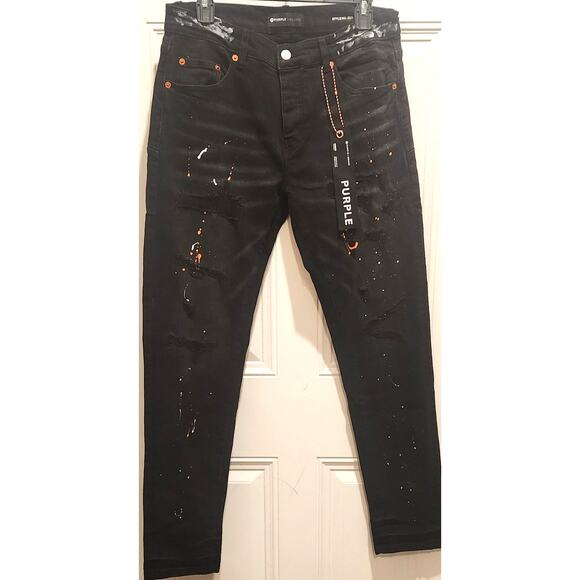 Men's Purple Personality Fashion Jeans, Size 29-30W X 40 L X 29 inseam. Slim cut